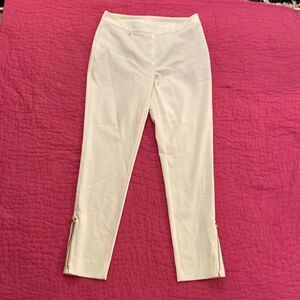 Donna Jaran Cream Ankle-Length Cropped Pants, US2